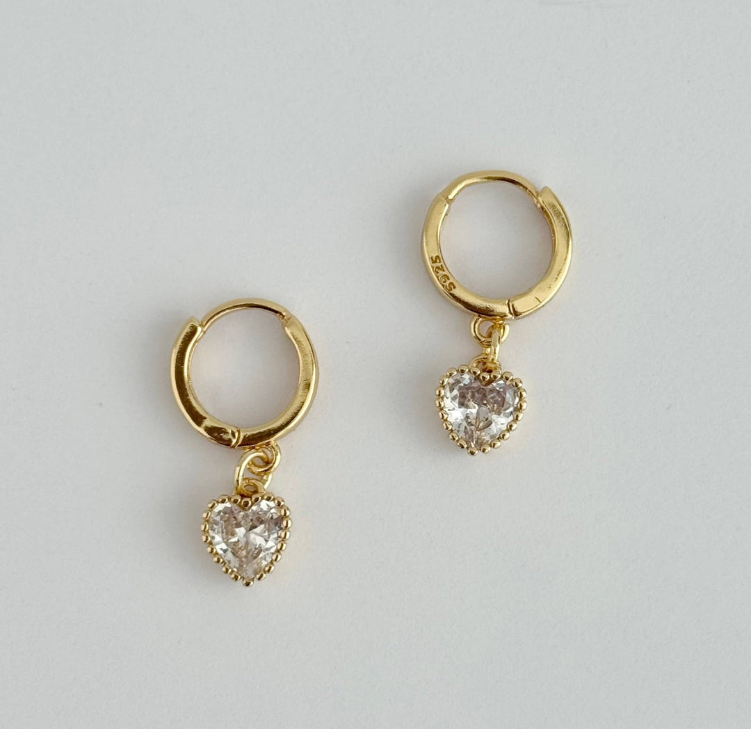 Claire CZ Heart Huggie Earrings – 18k Gold Vermeil over Sterling Silver - Meadow Collectiveearrings