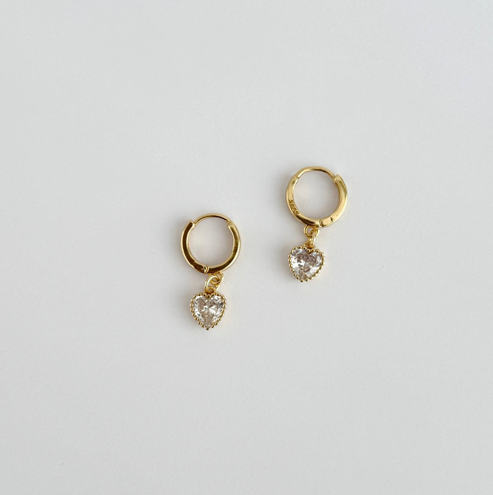 Claire CZ Heart Huggie Earrings – 18k Gold Vermeil over Sterling Silver - Meadow Collectiveearrings