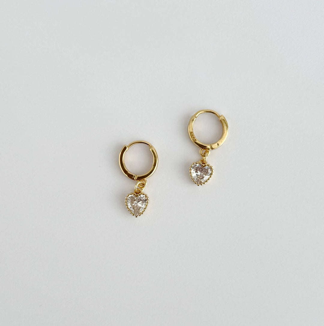 Claire CZ Heart Huggie Earrings – 18k Gold Vermeil over Sterling Silver - Meadow Collectiveearrings