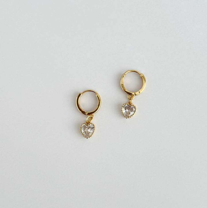 Claire CZ Heart Huggie Earrings – 18k Gold Vermeil over Sterling Silver - Meadow Collectiveearrings