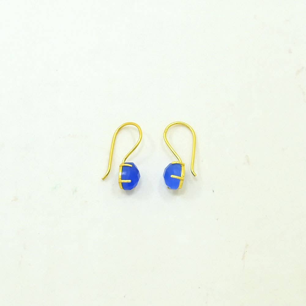 Clara Earring Gold Plated Silver 925 - Blue Chalcedony - Meadow Collectiveearrings