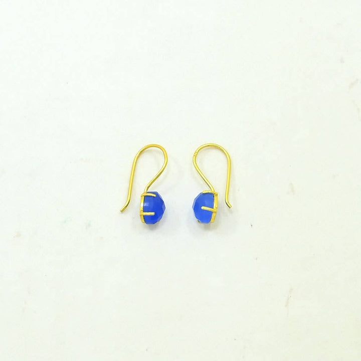 Clara Earring Gold Plated Silver 925 - Blue Chalcedony - Meadow Collectiveearrings