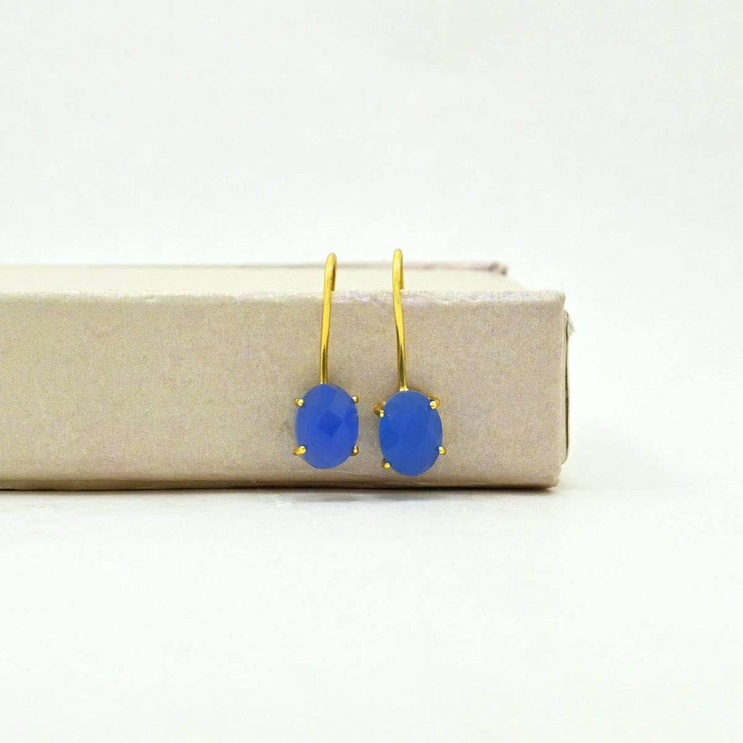 Clara Earring Gold Plated Silver 925 - Blue Chalcedony - Meadow Collectiveearrings
