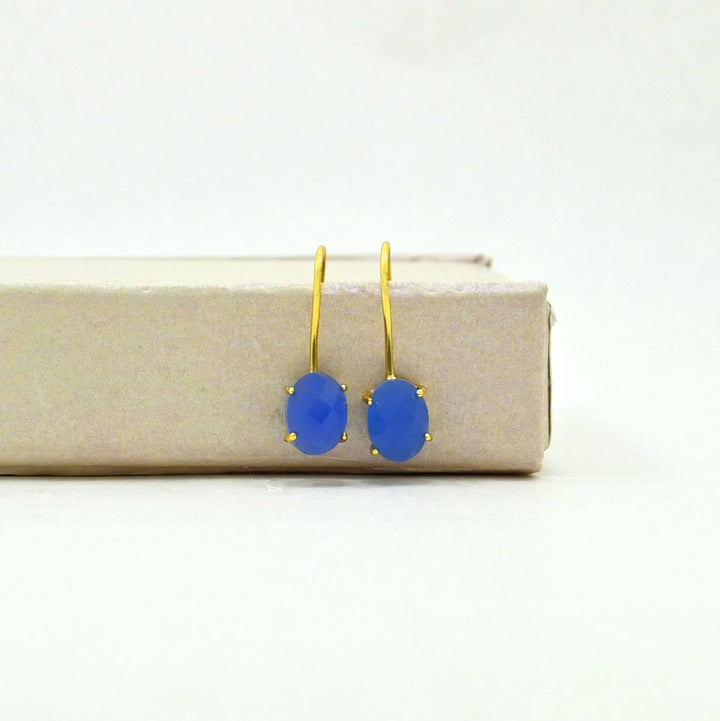 Clara Earring Gold Plated Silver 925 - Blue Chalcedony - Meadow Collectiveearrings