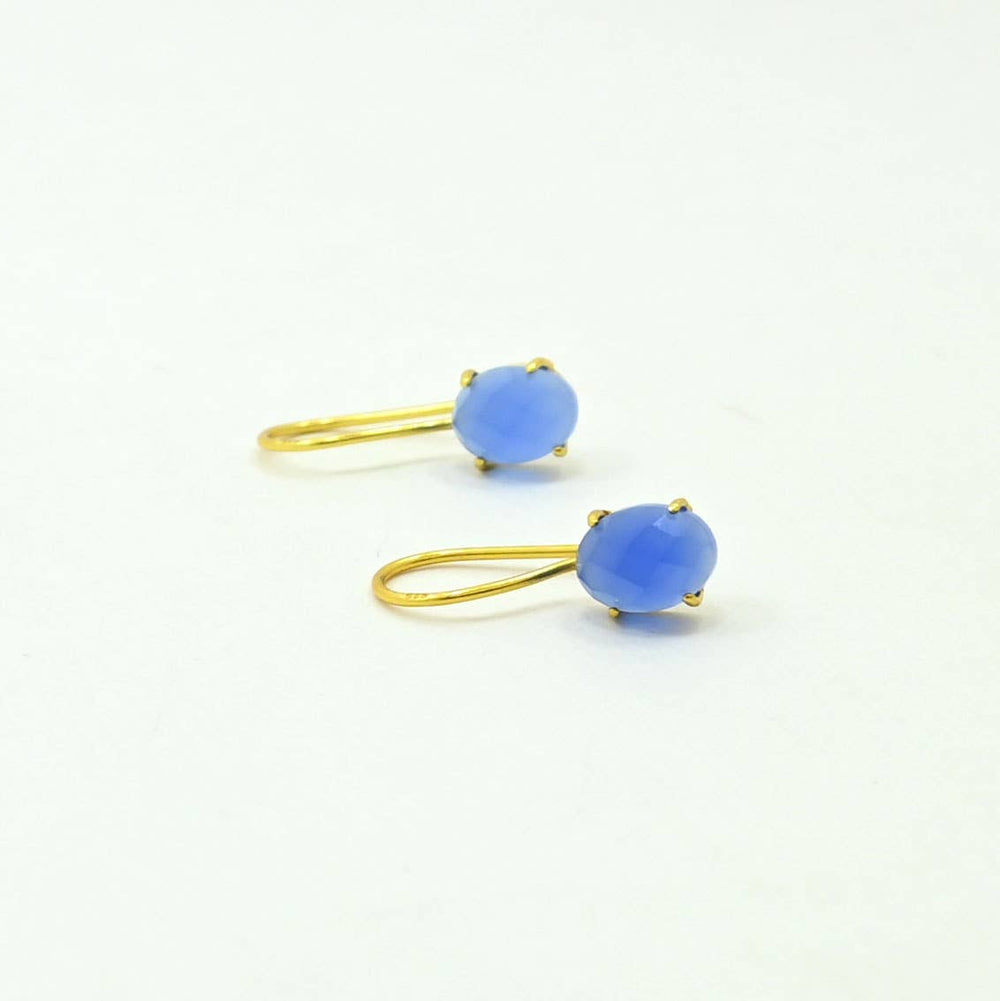 Clara Earring Gold Plated Silver 925 - Blue Chalcedony - Meadow Collectiveearrings