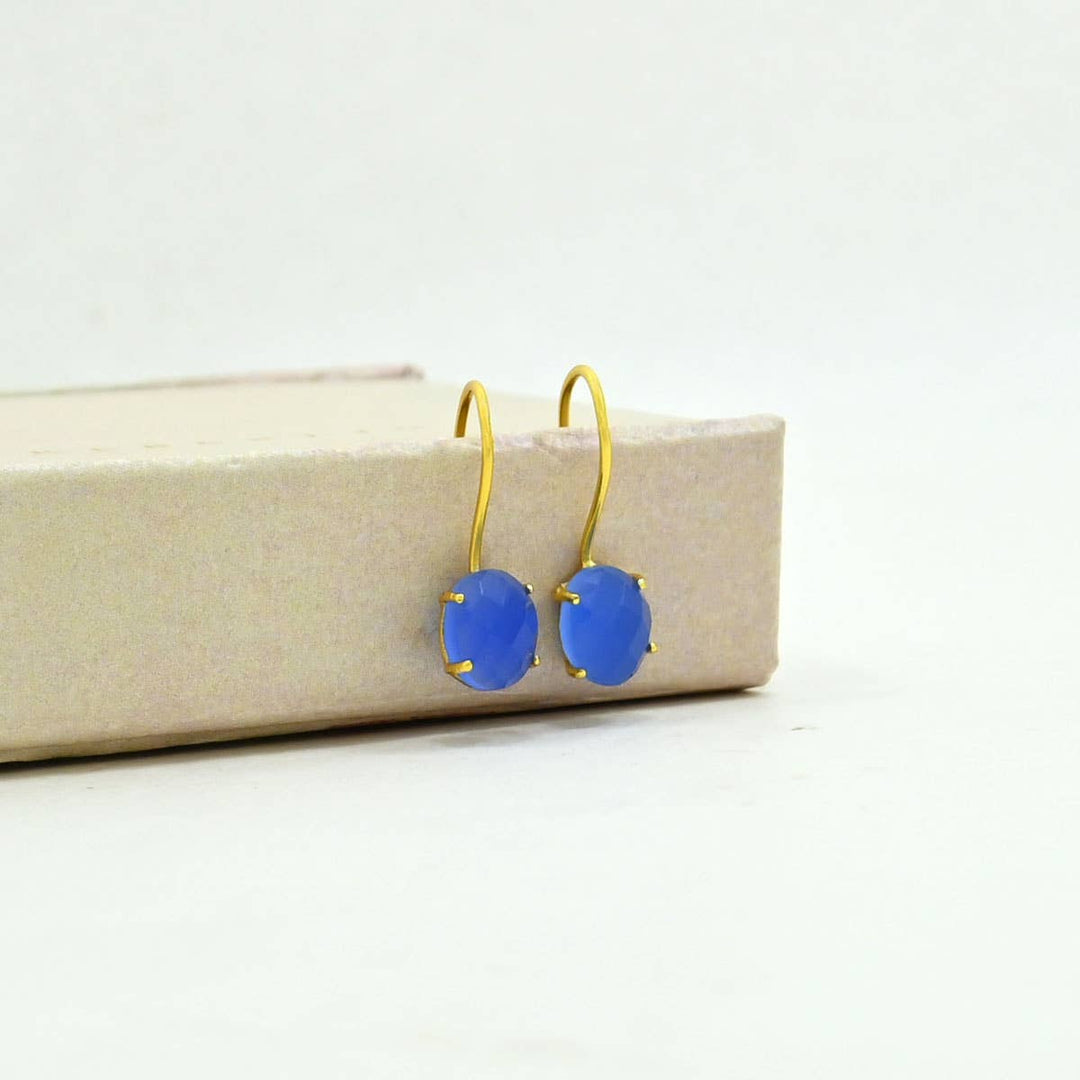 Clara Earring Gold Plated Silver 925 - Blue Chalcedony - Meadow Collectiveearrings