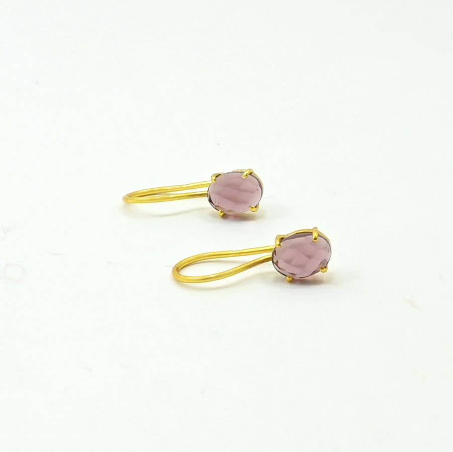 Clara Earring Gold Plated Silver 925 - Rhodolite - Meadow Collectiveearrings