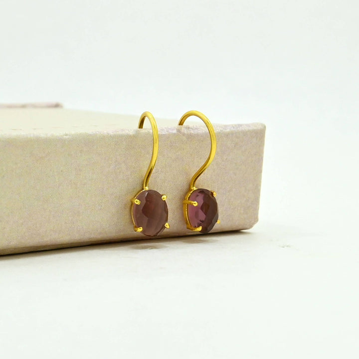 Clara Earring Gold Plated Silver 925 - Rhodolite - Meadow Collectiveearrings