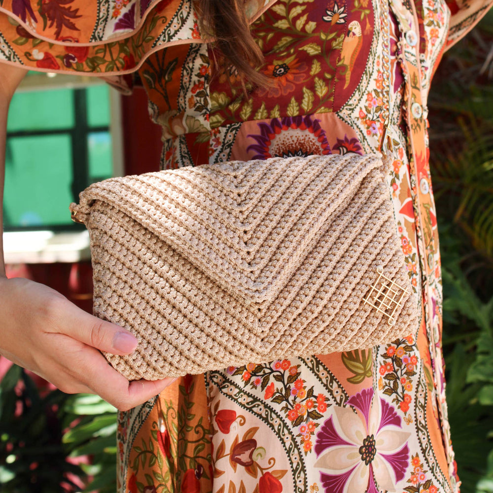 Crochet Envelope Clutch - crossbody chain strap - Meadow Collectiveclutch