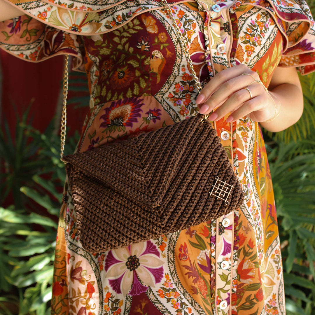 Crochet Envelope Clutch - crossbody chain strap - Meadow Collectiveclutch