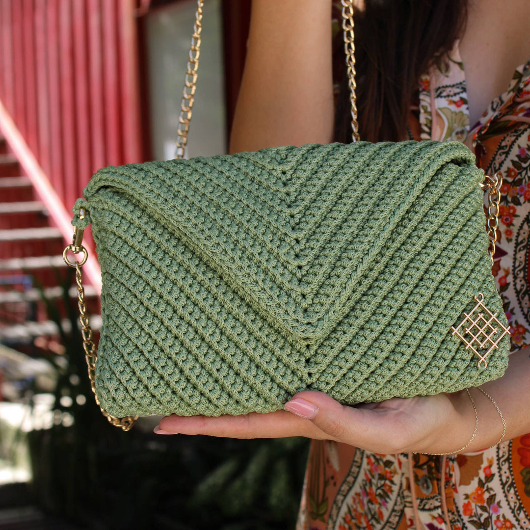 Crochet Envelope Clutch - crossbody chain strap - Meadow Collectiveclutch