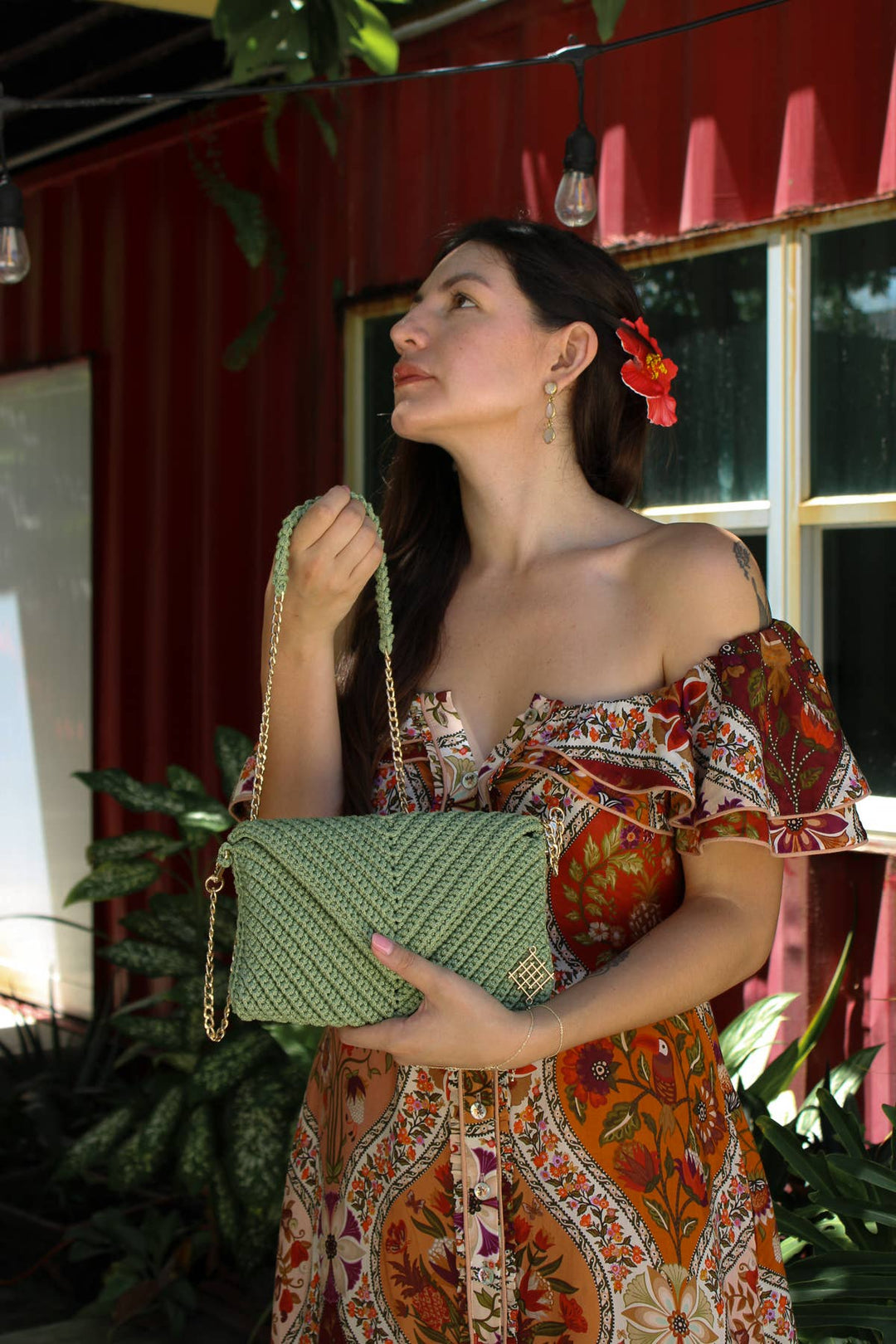 Crochet Envelope Clutch - crossbody chain strap - Meadow Collectiveclutch