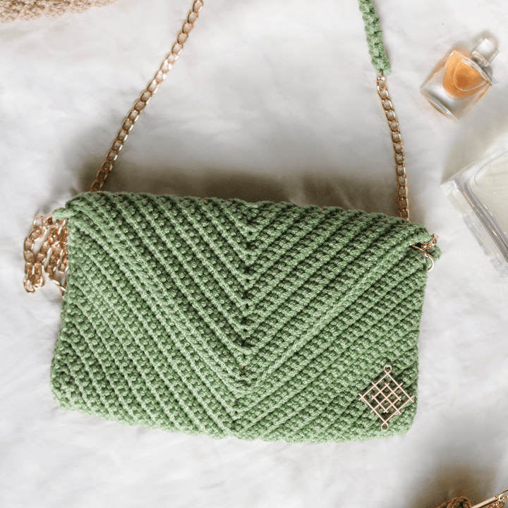 Crochet Envelope Clutch - crossbody chain strap - Meadow Collectiveclutch