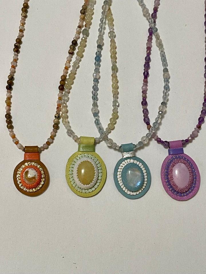 Crystal Gemstone Charm Necklaces - Four colors - Meadow Collectivegemstone necklace