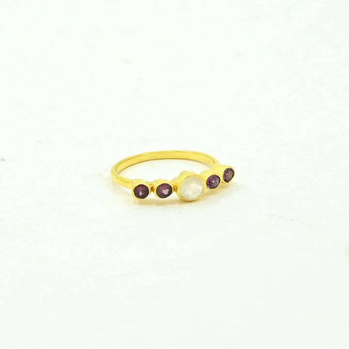 Cyrilla Ring Gold Silver - Rhodolite &amp; Moonstone - Meadow Collectivering