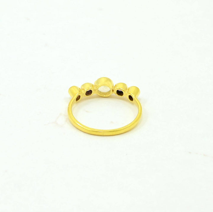 Cyrilla Ring Gold Silver - Rhodolite &amp; Moonstone - Meadow Collectivering
