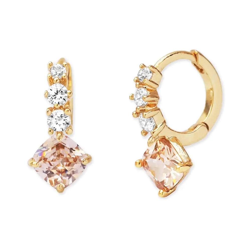 CZ Huggie With Princess Cut Drop - Meadow Collectiveearrings