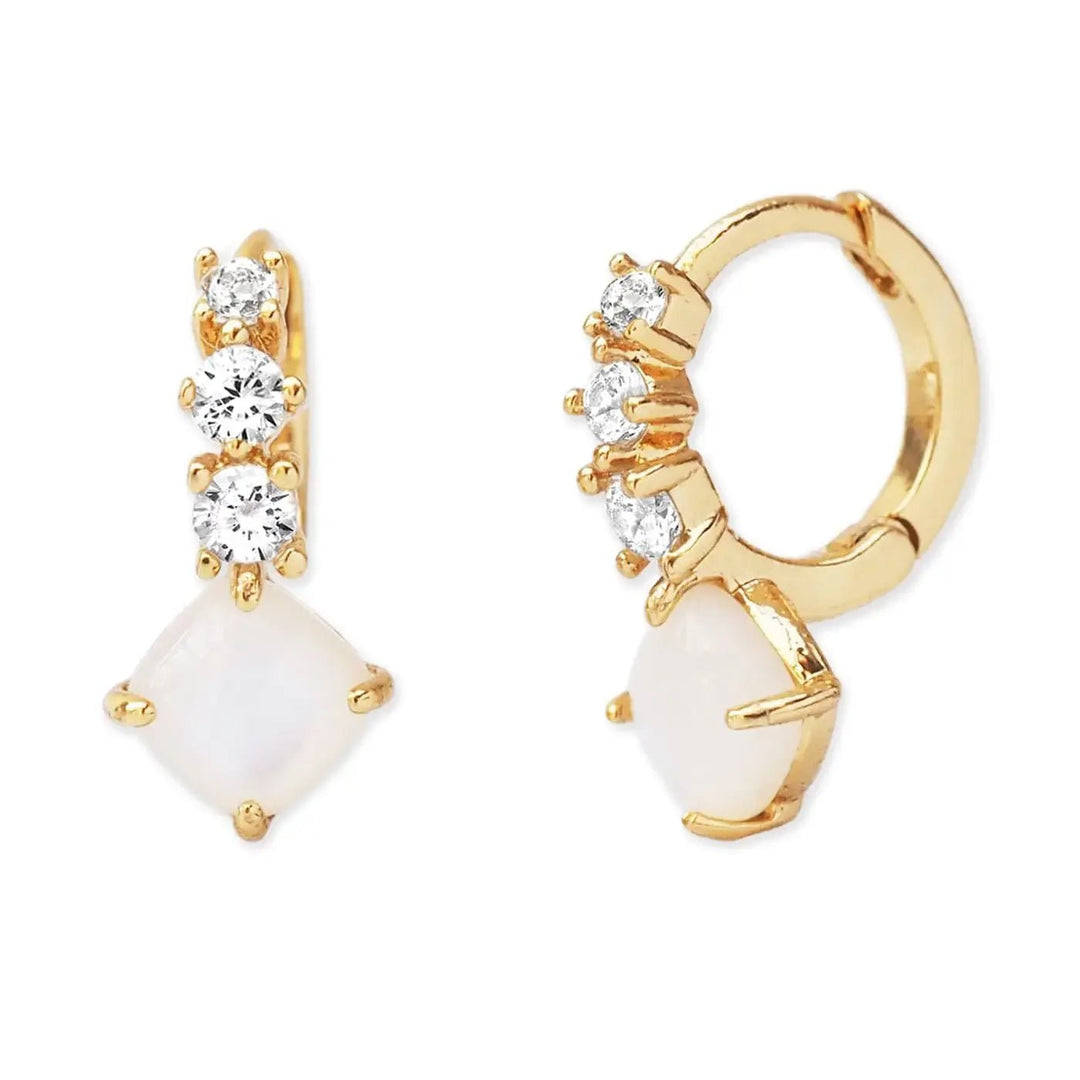 CZ Huggie With Princess Cut Drop - Meadow Collectiveearrings