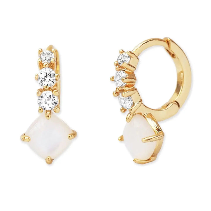 CZ Huggie With Princess Cut Drop - Meadow Collectiveearrings