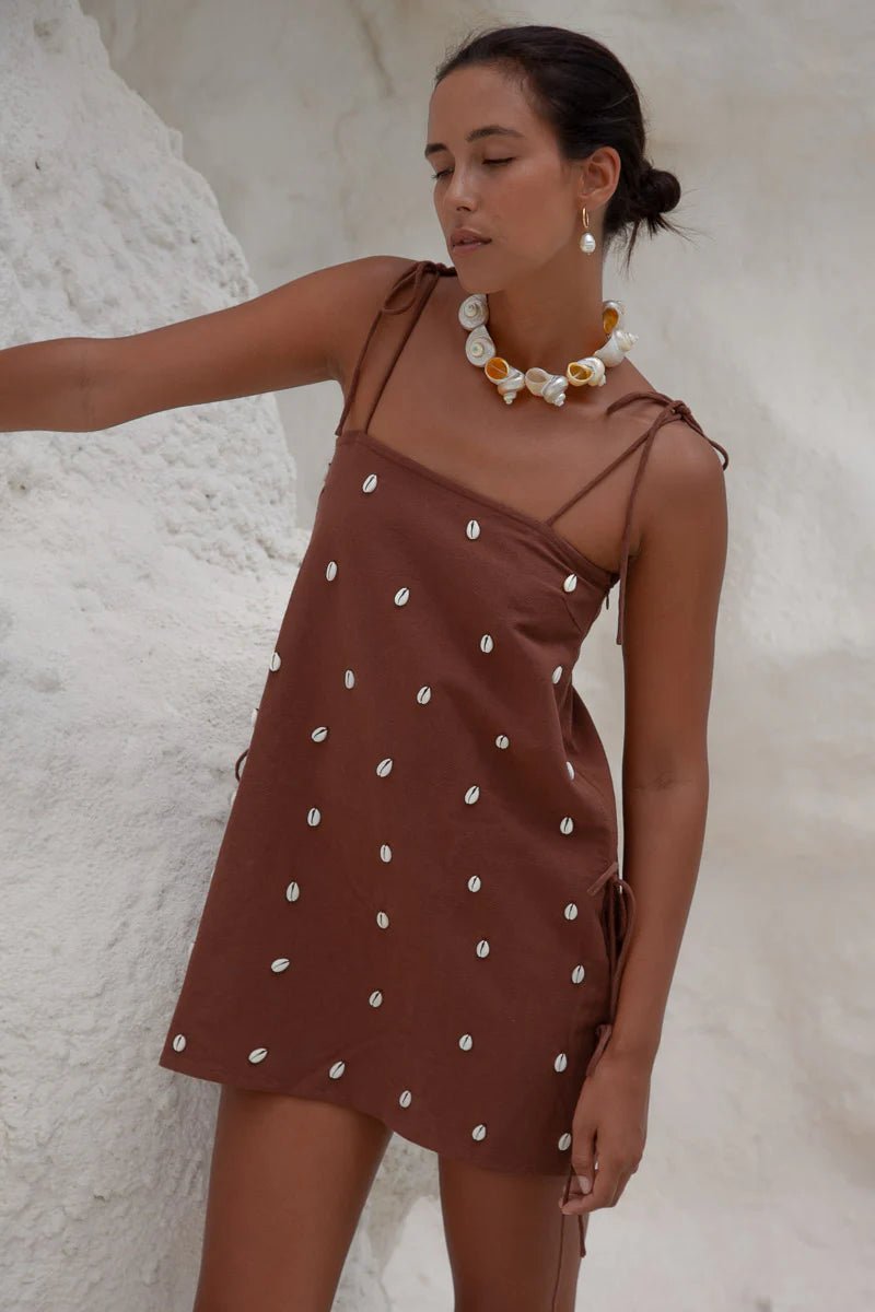 Dede Cowrie Shell Beaded Dress - Meadow Collectivemini dress
