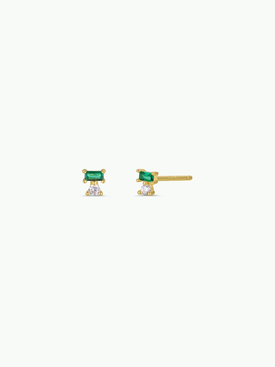 Double Stud Stack - Emerald - Gold Earrings - Meadow Collectivestud earrings