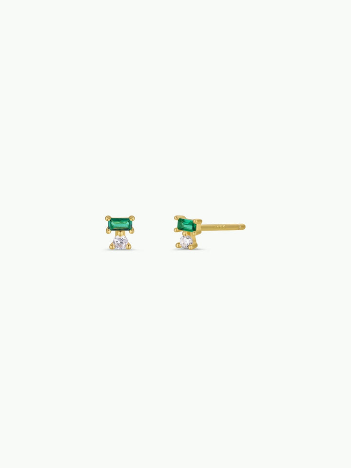 Double Stud Stack - Emerald - Gold Earrings - Meadow Collectivestud earrings