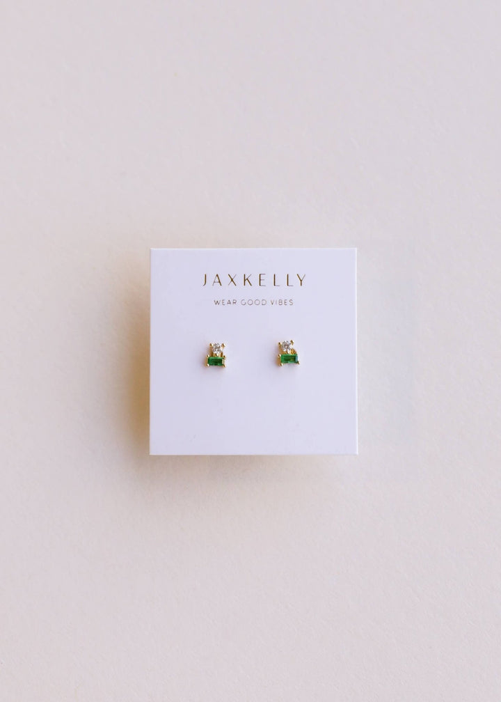 Double Stud Stack - Emerald - Gold Earrings - Meadow Collectivestud earrings