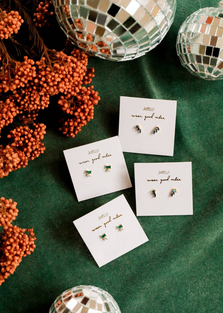 Double Stud Stack - Emerald - Gold Earrings - Meadow Collectivestud earrings