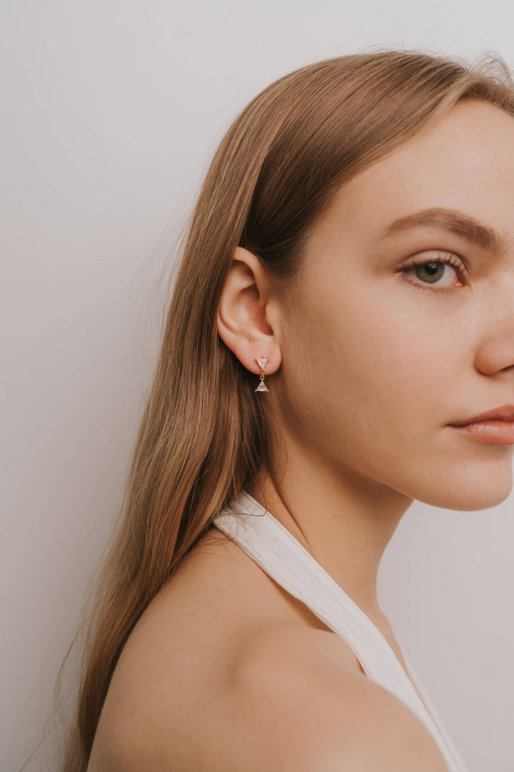 Dual Triangle Drop - Gold Earrings - Meadow Collectiveearrings