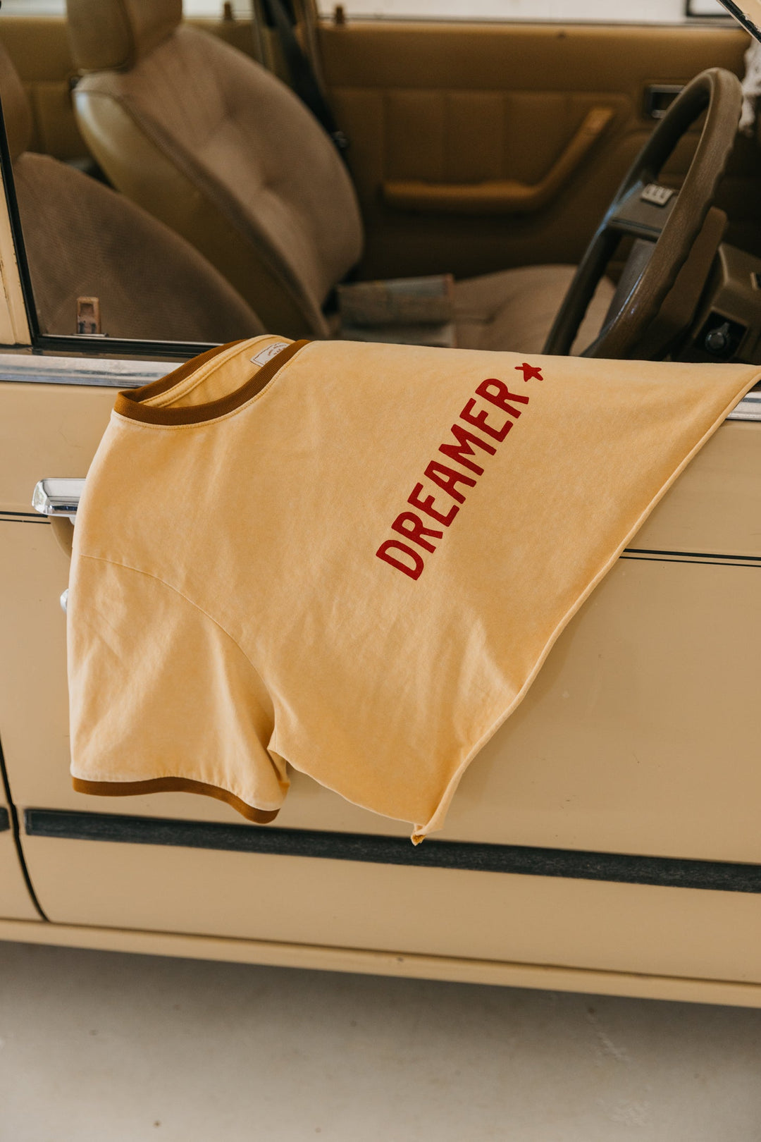 Dreamer Cropped T-Shirt - Soft Mustard Yellow