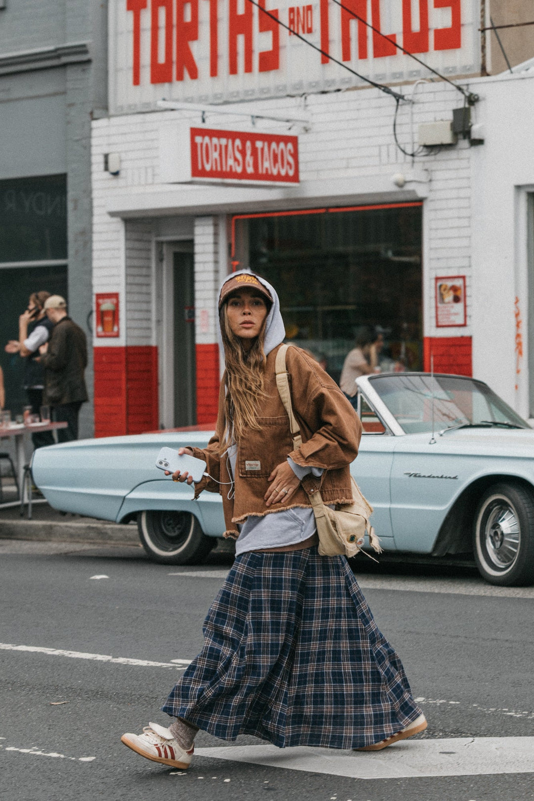 Keira Plaid Maxi Skirt - Dark Blue
