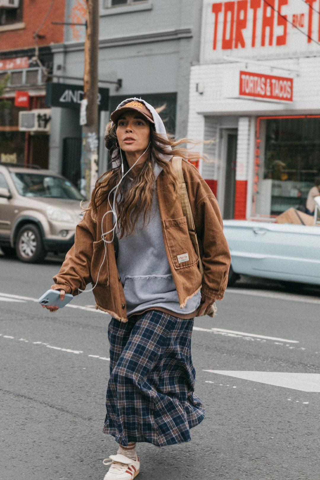 Keira Plaid Maxi Skirt - Dark Blue