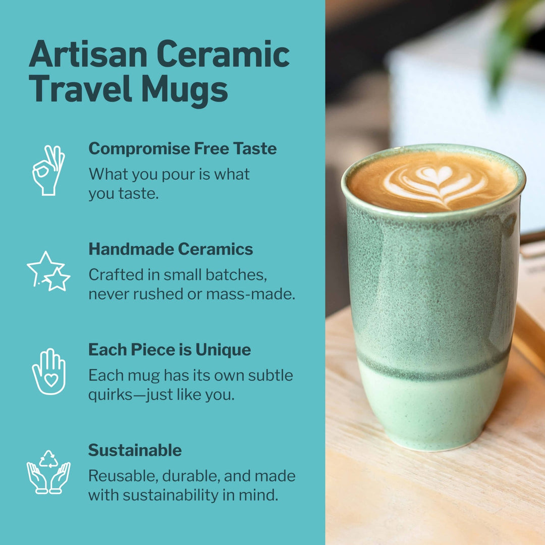 Emerald 12oz Ceramic Travel Mug – Reusable & Stylish - Meadow Collectivetravel mug