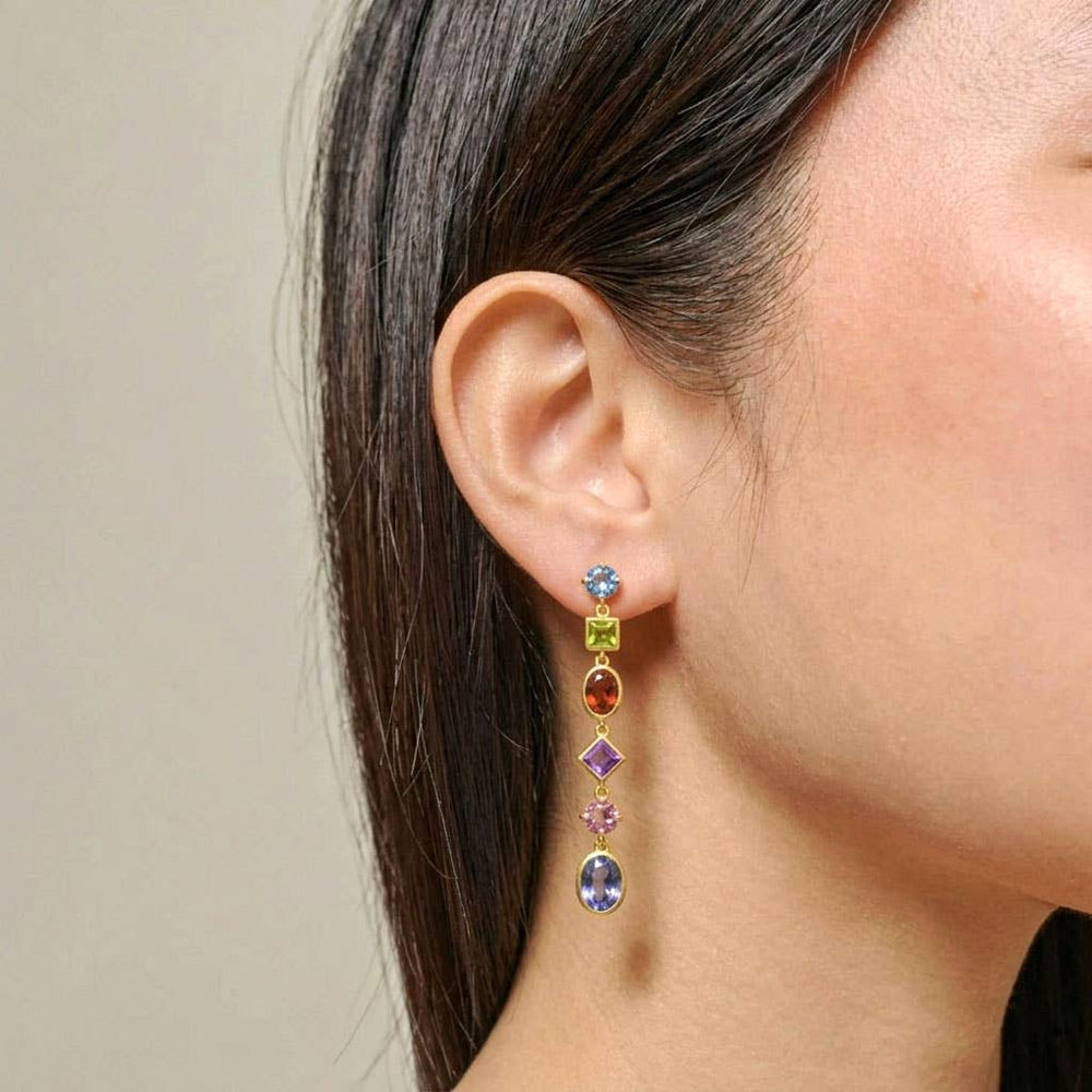Emilia Earring Gold Plated - Multicolor Gemstones - Meadow Collectiveearrings