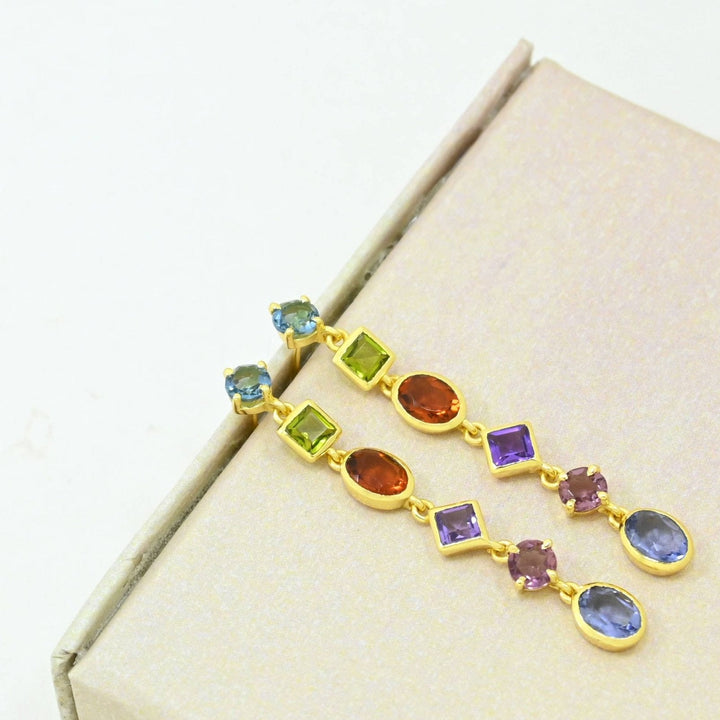 Emilia Earring Gold Plated - Multicolor Gemstones - Meadow Collectiveearrings
