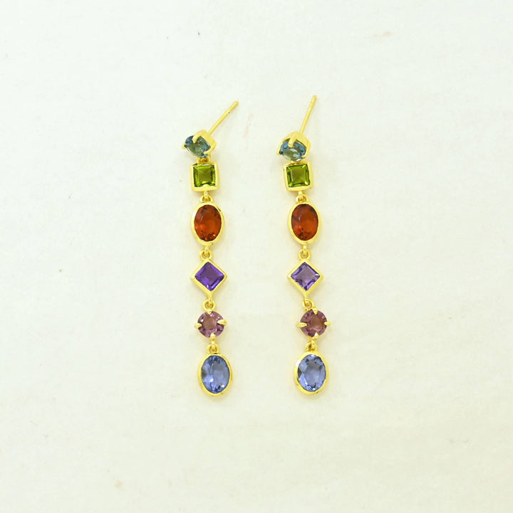 Emilia Earring Gold Plated - Multicolor Gemstones - Meadow Collectiveearrings