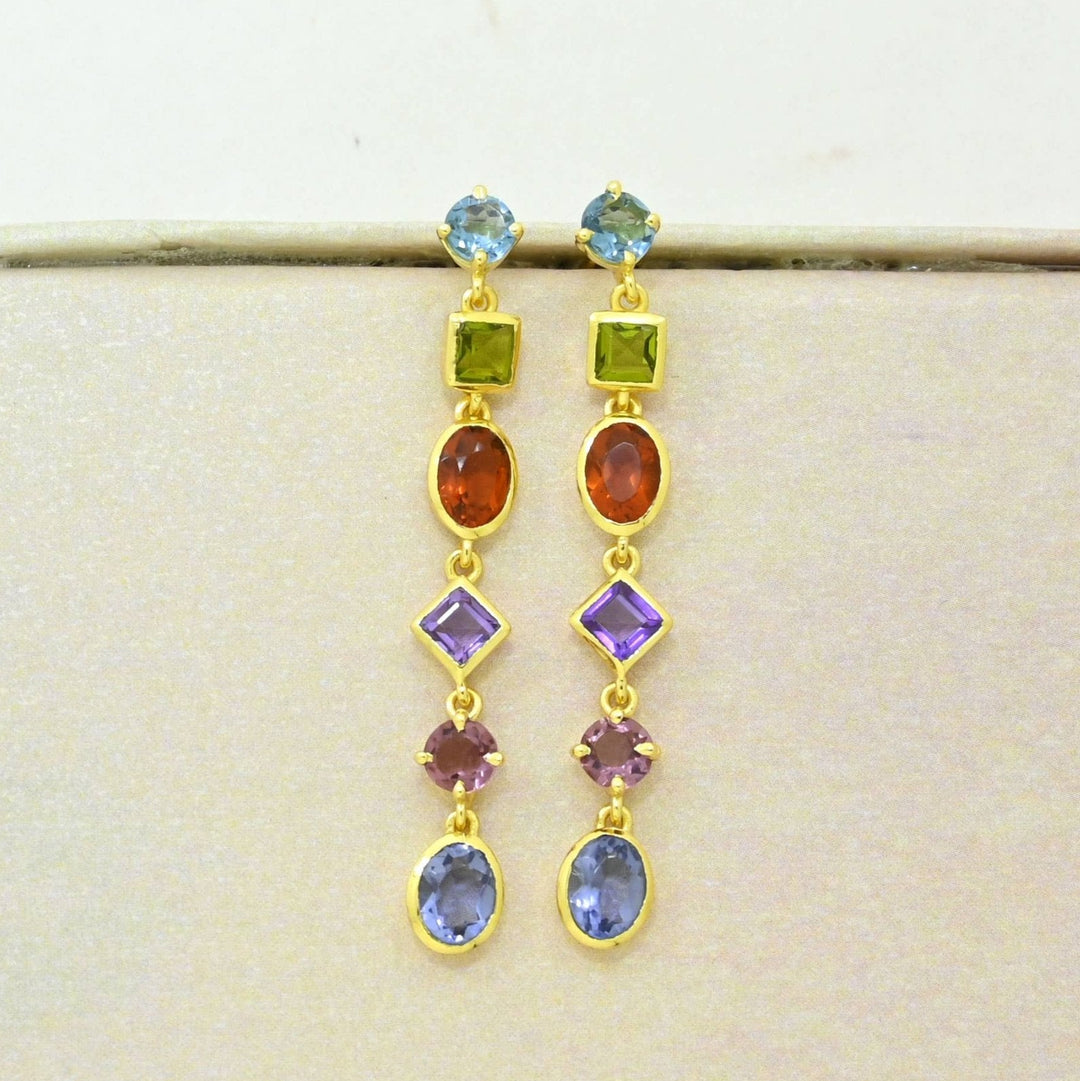 Emilia Earring Gold Plated - Multicolor Gemstones - Meadow Collectiveearrings