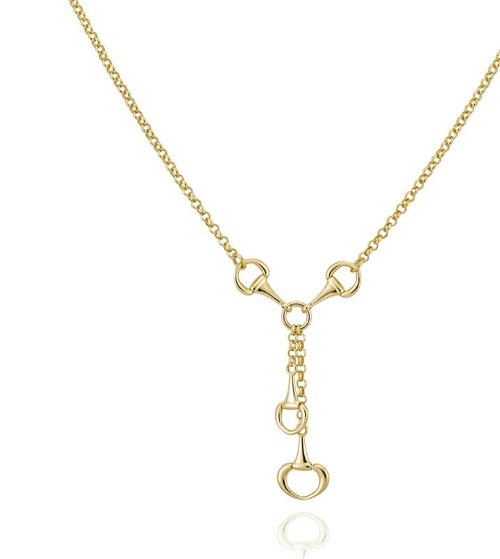 Equestrian Snaffle Bit Stirrup Lariat Necklace | Waterproof PVD Gold - Meadow CollectiveNecklace