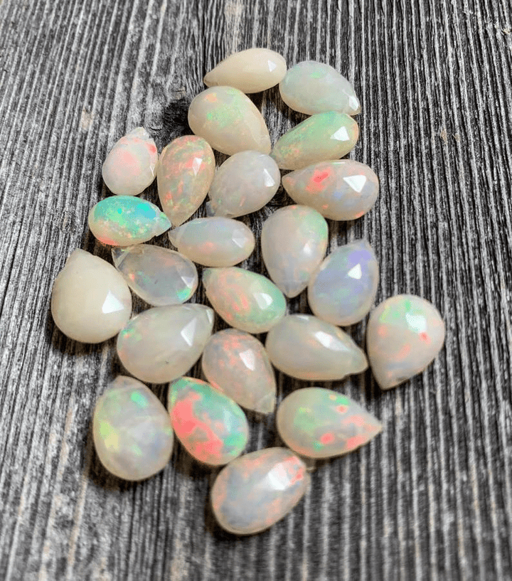Ethiopian Opal Small Faceted Teardrop Necklace - Meadow Collectivenecklace