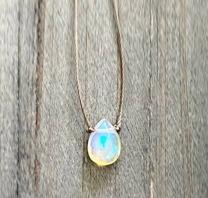 Ethiopian Opal Small Faceted Teardrop Necklace - Meadow Collectivenecklace