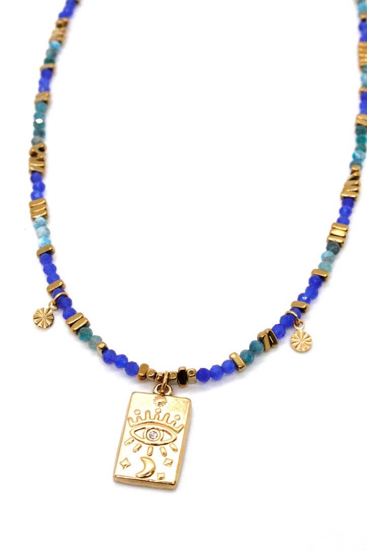 Evil Eye Turquoise Navy Charm Necklace - Meadow CollectiveNecklace