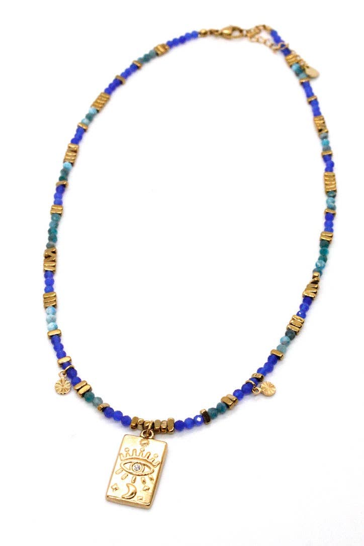 Evil Eye Turquoise Navy Charm Necklace - Meadow CollectiveNecklace