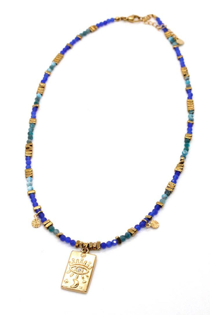 Evil Eye Turquoise Navy Charm Necklace - Meadow CollectiveNecklace
