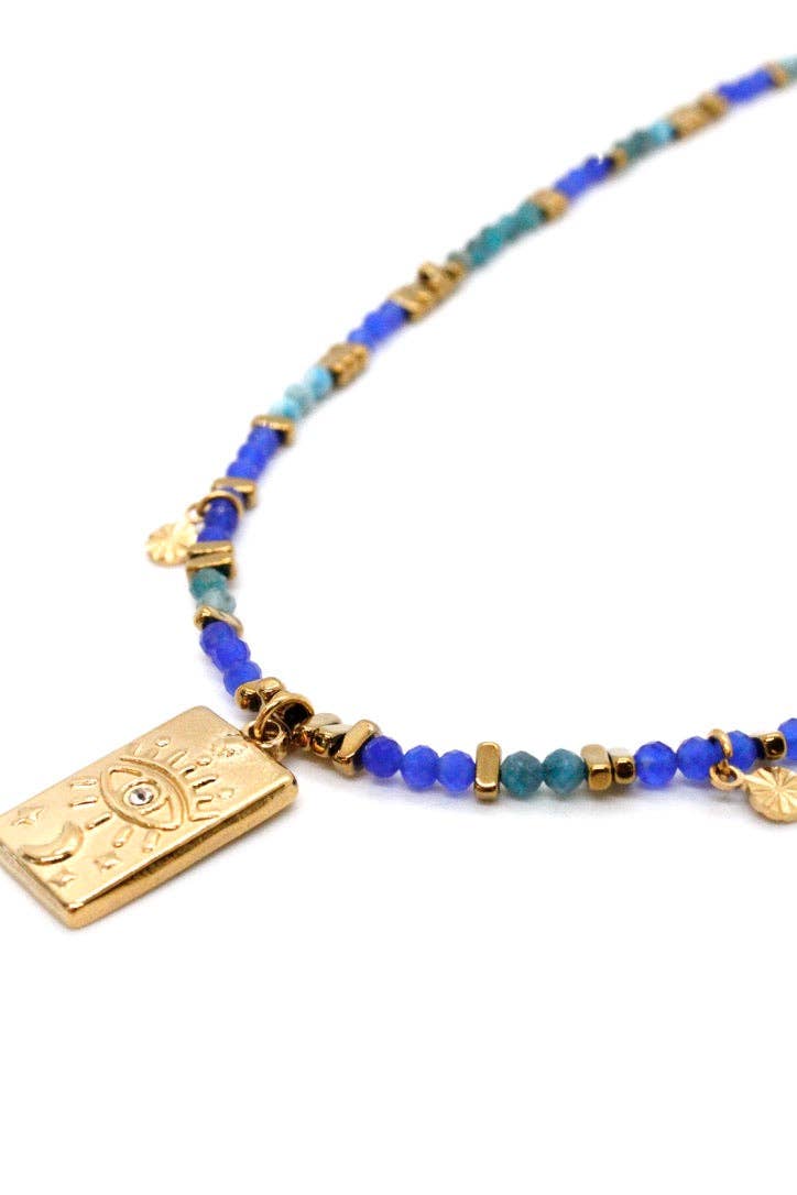 Evil Eye Turquoise Navy Charm Necklace - Meadow CollectiveNecklace