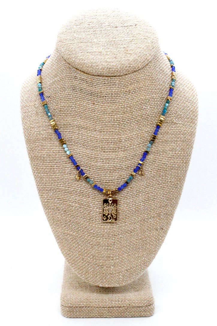 Evil Eye Turquoise Navy Charm Necklace - Meadow CollectiveNecklace