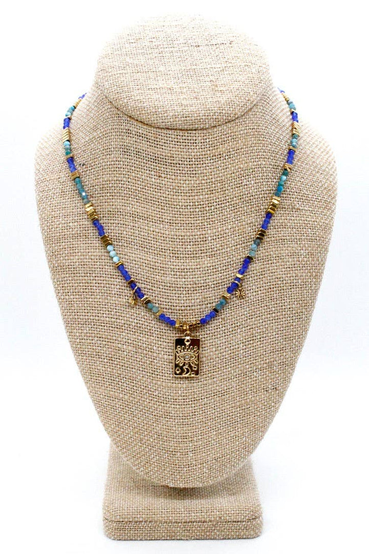 Evil Eye Turquoise Navy Charm Necklace - Meadow CollectiveNecklace
