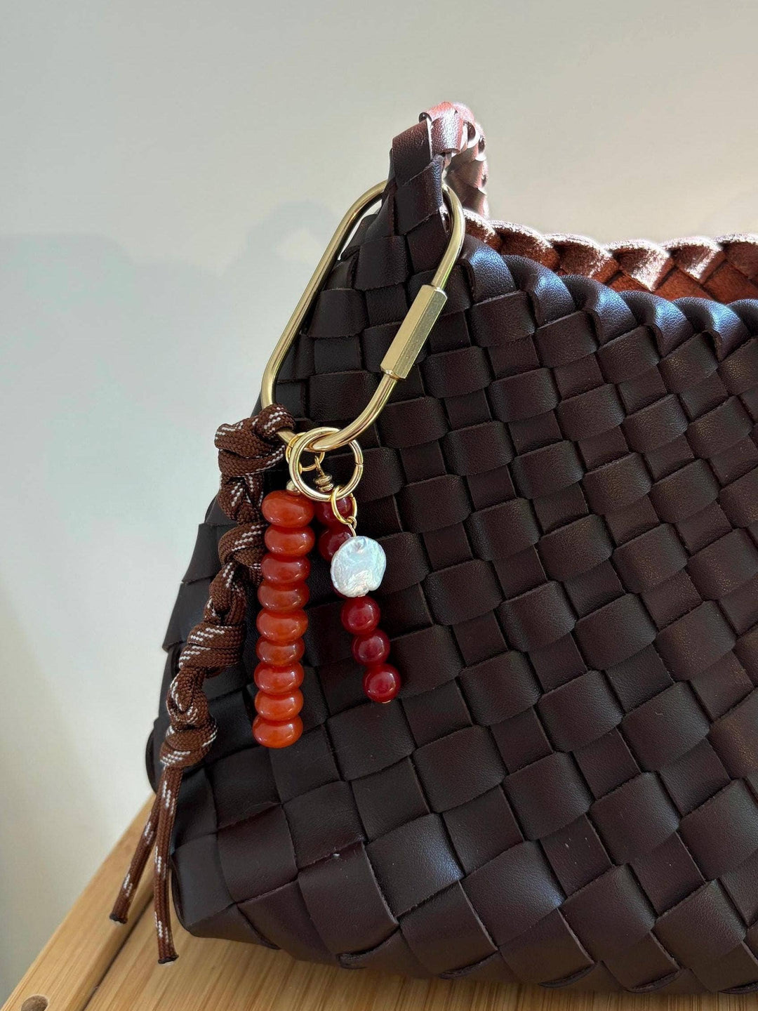 Handmade Bag Charm Keychains with Glass Beads & Pearl