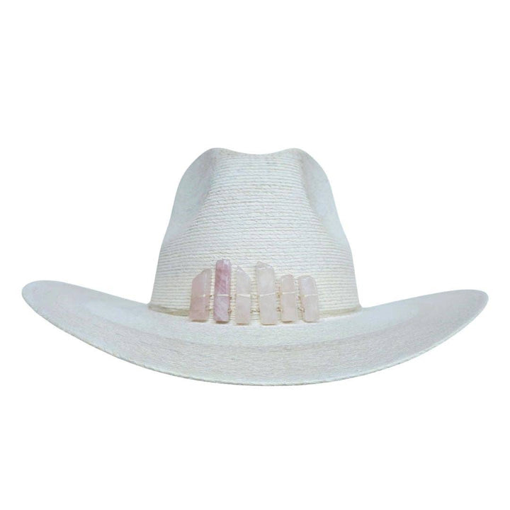 Faith Straw Western Crown Hat with Rose Quartz Crystals - Meadow Collectivehat