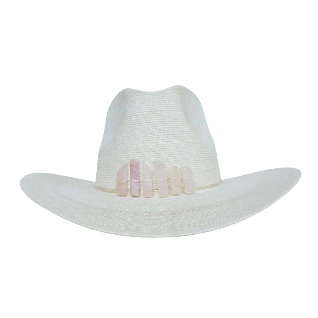 Faith Straw Western Crown Hat with Rose Quartz Crystals - Meadow Collectivehat