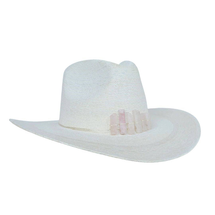 Faith Straw Western Crown Hat with Rose Quartz Crystals - Meadow Collectivehat